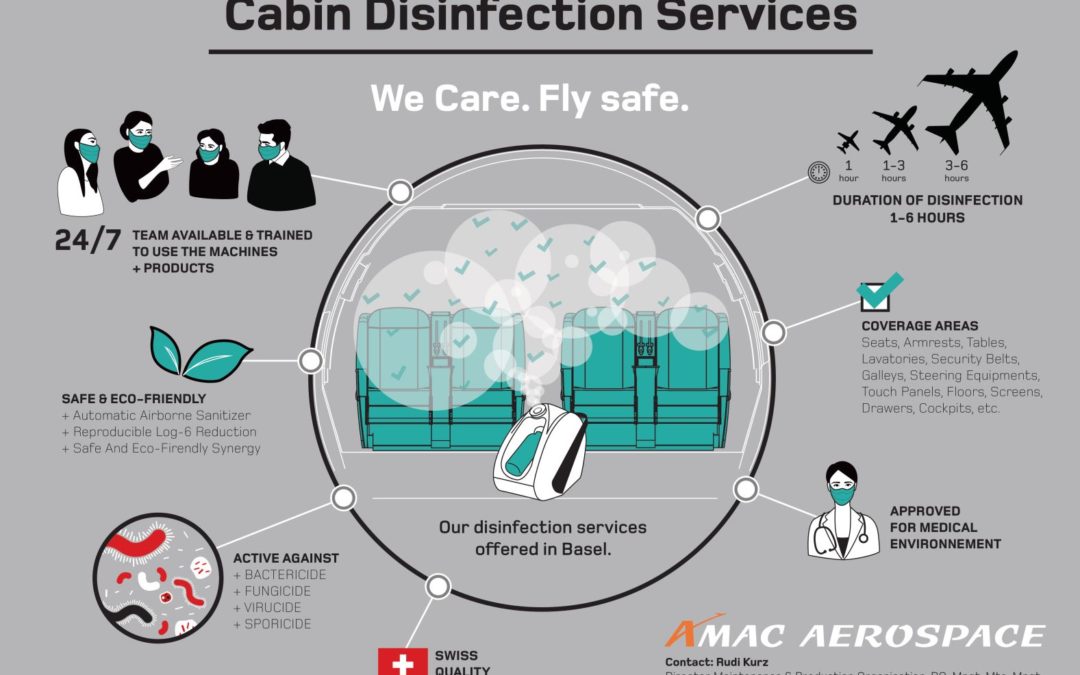 Aircraft cabin disinfection services at AMAC Aerospace