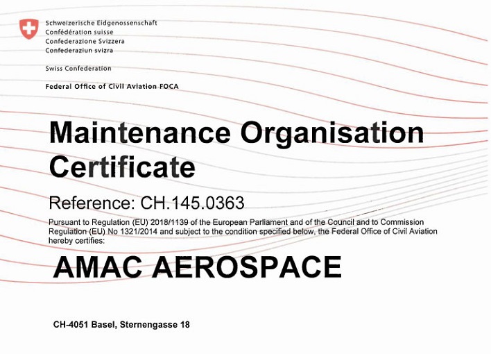 AMAC Aerospace: New approval for Gulfstream GVII (Gulfstream 500/600)